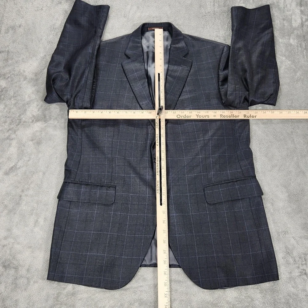Peter Millar Blazer Mens 42R Gray Plaid Wool Made In Canada Sport Coat Jacket